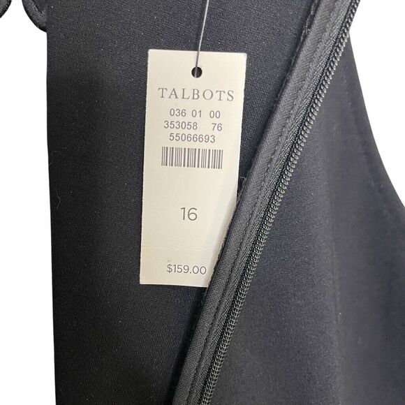 Talbots Black Velvet Cut Out Embroidered Bow Sleeveless Dress Size 16 NWT - Picture 9 of 12